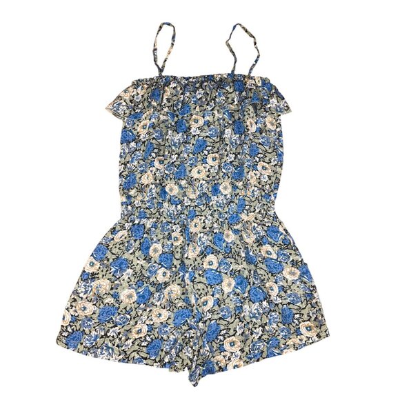 Mine Floral-Print Romper With Adjustable Spaghetti Straps Ruffle Bodice Large - Picture 11 of 14